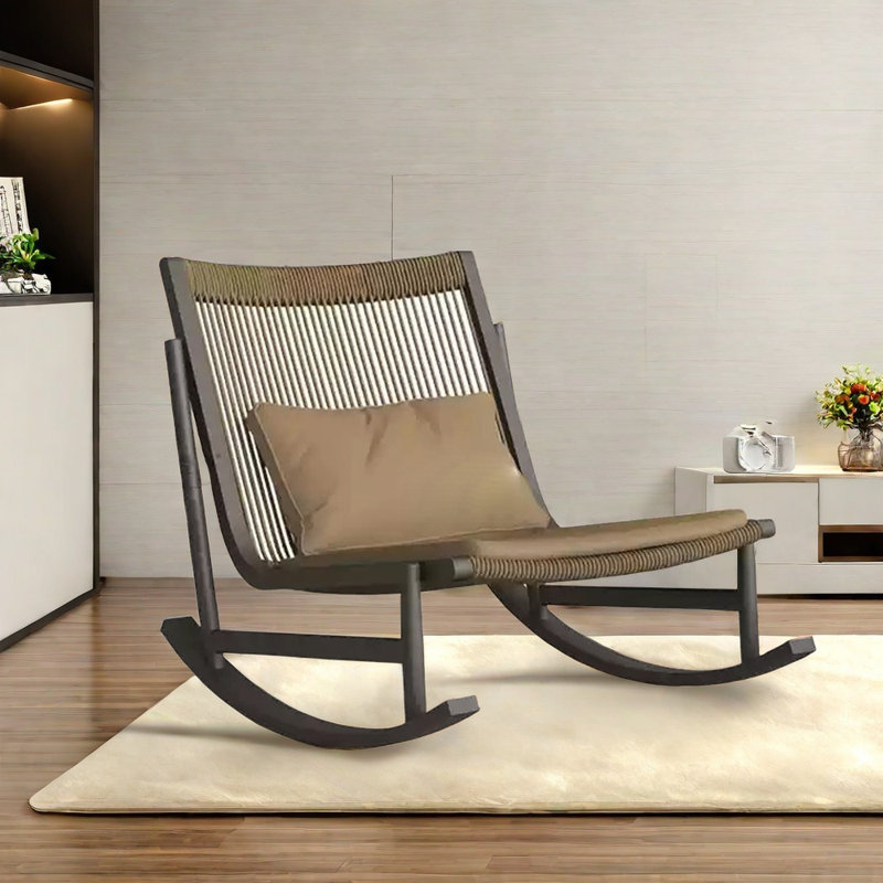 Chaise berçante ergonomique en aluminium robuste, Brun, Noir, noir, noir, noir