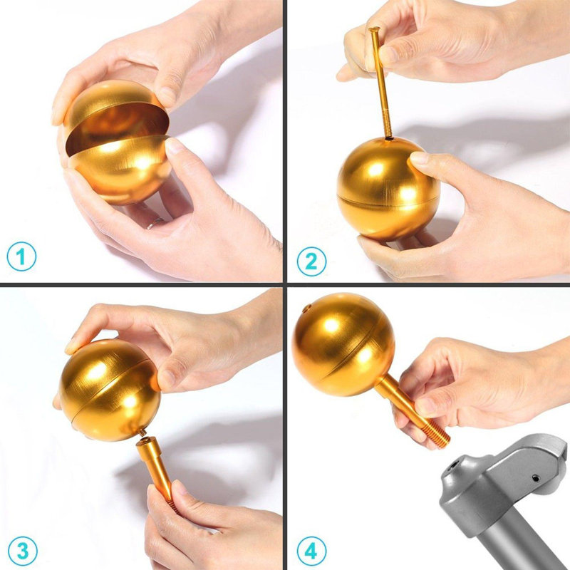 Silver Aluminum Flagpole Truck with Gold Ball Topper