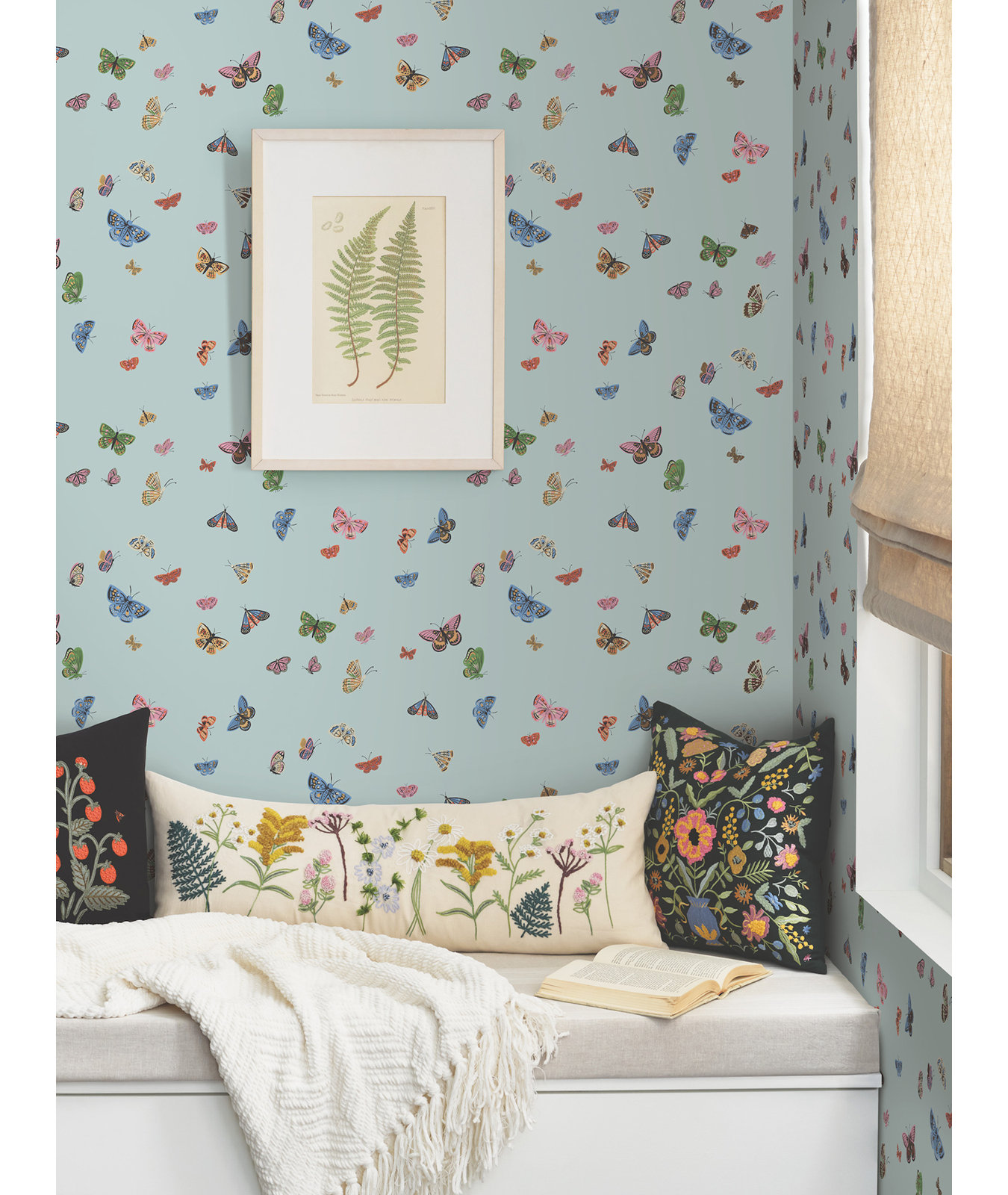 Butterfly House Peel and Stick Wallpaper, Blue