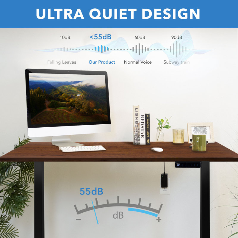 Hazelnut and Black Adjustable Electric Standing Desk with Steel Frame
