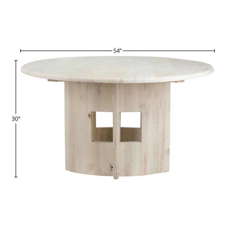 54" Elm Solid Wood Pedestal Dining Table