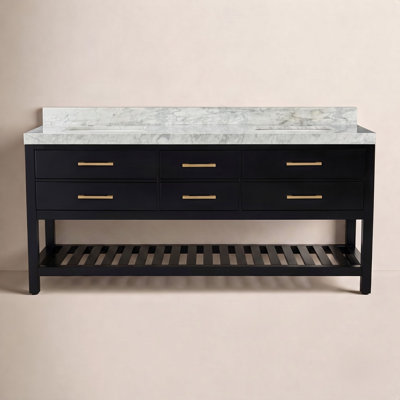 Carrie 72" Carrara Marble Double Bathroom Vanity