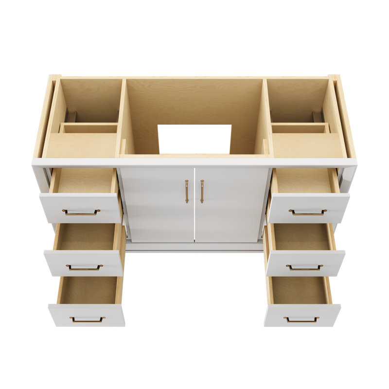 Alexandra Single Extra Wide Bath Vanity, Strong White, Satin Gold, 54"