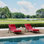 Ensemble de 2 chaises longues d'extérieur, chaises longues en osier toutes saisons, dossier réglable à 5 positions, meubles de patio d'une capacité de 380 lb pour la piscine, la terrasse et le rouge