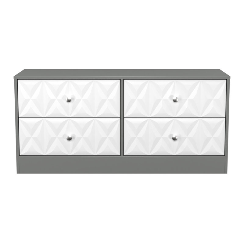 Ceinwen 115cm W 4 - Drawer Chest of Drawers, White Matt/Dusk Grey