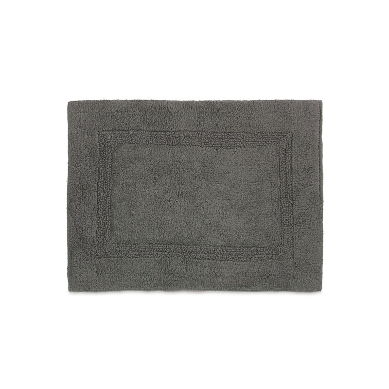 Martex Basic Rectangular 100% Cotton NonSlip Solid Bath Rug, 17" W x 24" L, Gray