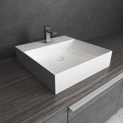 Cantrio Koncepts SOLIDTECH 17.7'' White Ceramic Rectangular Bathroom Sink with Overflow