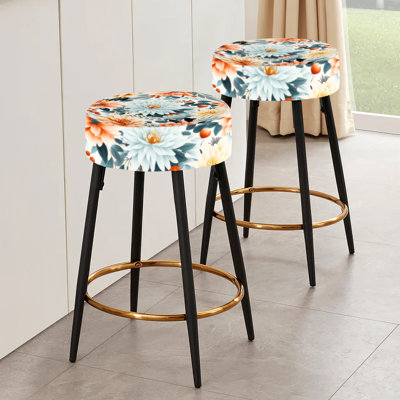 Ensemble de 2 tabourets de bar géométriques bleus et rouges Dahlia Harmony Elegance