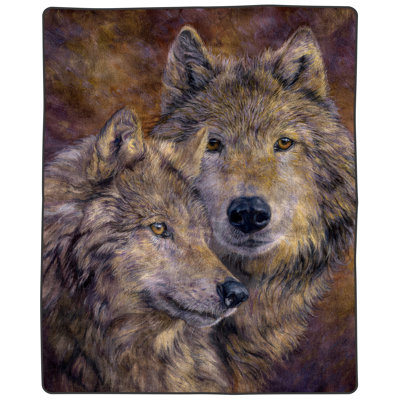 Lavish Home Wolf Blanket – 80x92-inch Printed Pair of Wolves Blanket - Plush Thick 8lb Faux Mink Queen Throw for Couch, Sofa, or Bed