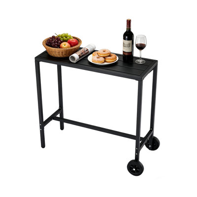 Table roulante à roulettes avec pieds réglables à hauteur de comptoir en métal imperméable