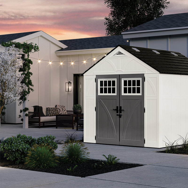 Suncast 100.5 in. W x 122.25 in. D Resin Storage Shed with Double Doors, Made in the USA