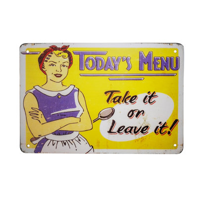 Today's Menu Take Leave It Metal Wall Sign Funny Kitchen Cafe Restaurant Decor Today's Menu Take Leave It Metal Wall Sign Funny Kitchen Cafe Restaurant Decor