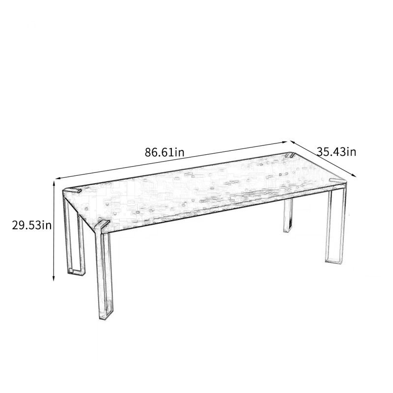 Solid Ash Wood Table with Stable Design., 29.53" H x 86.61" L x 35.43" D