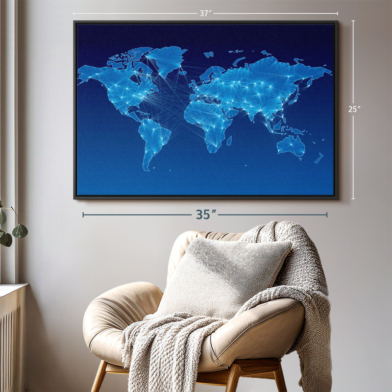 "Carte du monde intégrée", art mural, H 25 po x l 37 po