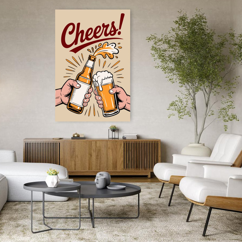 «Golden Beer Cheers», art mural rétro rétro, H 48 po x l 32 po