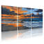 Nautique et plage, océan, coucher de soleil, vagues, nuages, plage, horizon, couleurs, ensemble de 3 impressions sur toile-806196446