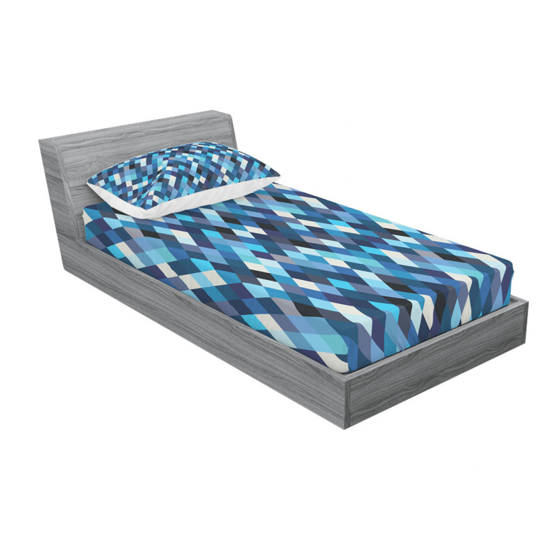 Microfiber Geometric Sheet Set, Twin Sheet Set with Fitted Sheet