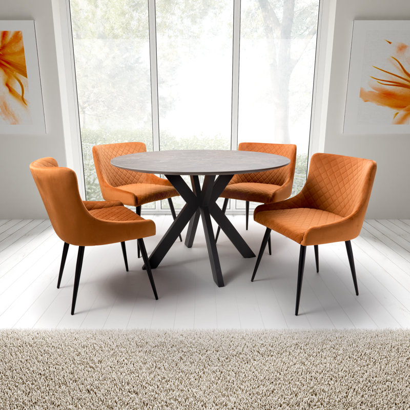 Nysa Round Metal Base Dining Table, 119.50" L x 119.50" W