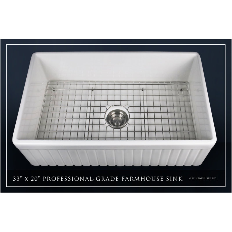 Luxury Solid Fireclay Farmhouse Sink, Stainless Steel Accessories