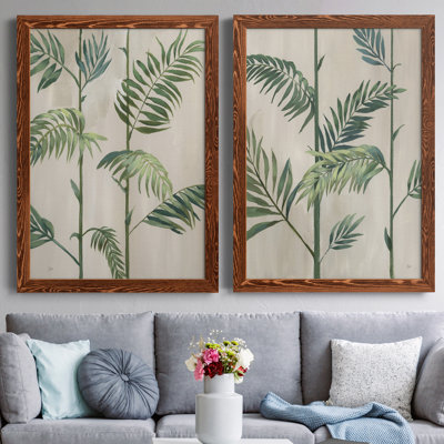 Modern Fronds II - ensemble de 2 peintures sur toile encadrées