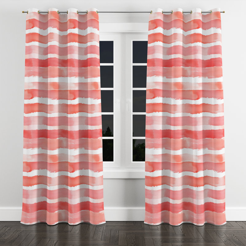 Rideaux Modern Velvet - Rideau à œillets rayé Boneva - 1 panneau, L 52 po x L 90 po, Œillets dorés
