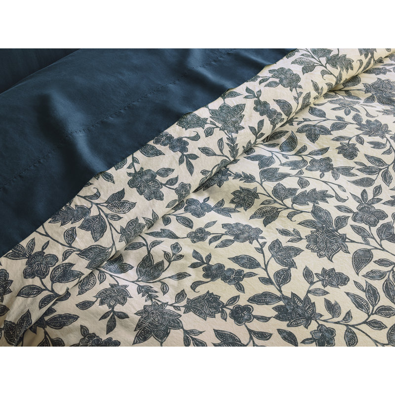 Ophelia Print Duvet Cover Full/Queen Midnight Indigo, King/Cal King, Midnight Indigo