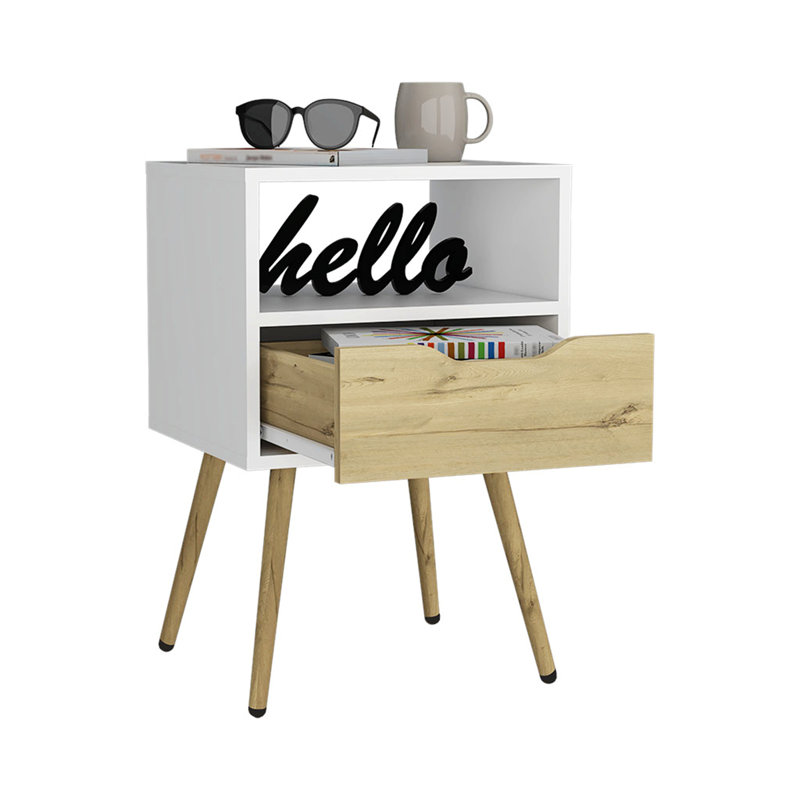 Leopoulos NIGHTSTAND, White/Light Oak