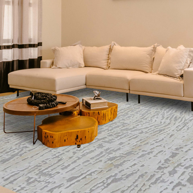 Handmade Linen and Silk Area Rug, Rectangle 8' x 10'