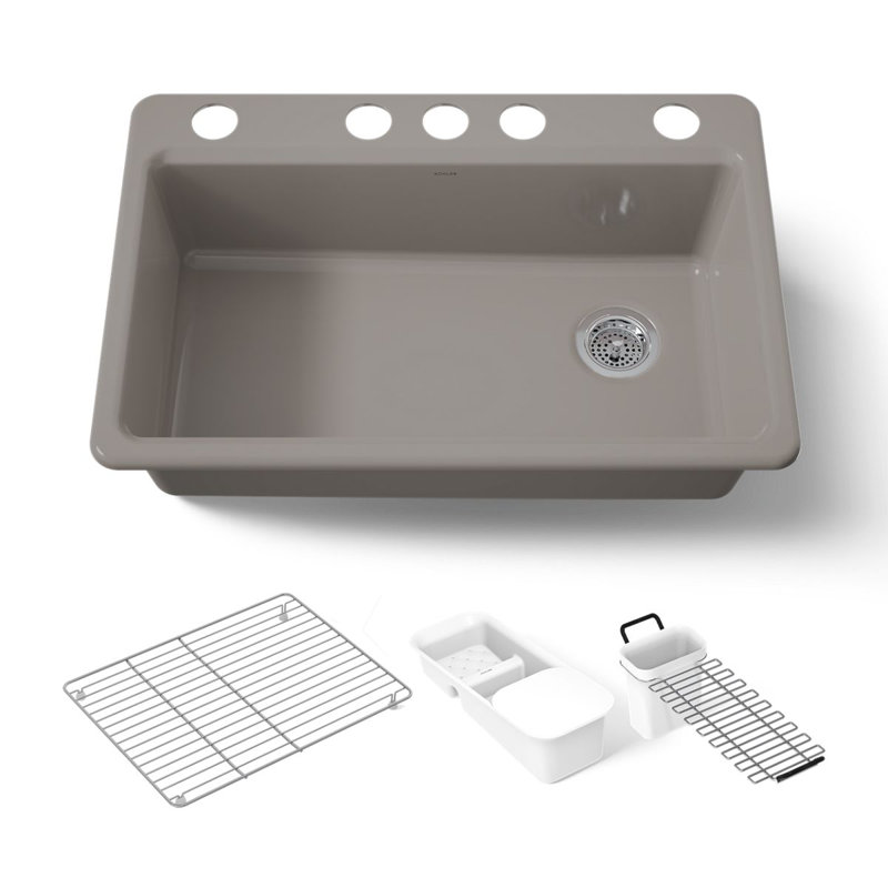 Évier de cuisine encastré à simple cuve avec accessoires Riverby 33 po x 22 po x 9-5 / 8 po Riverby, Truffe