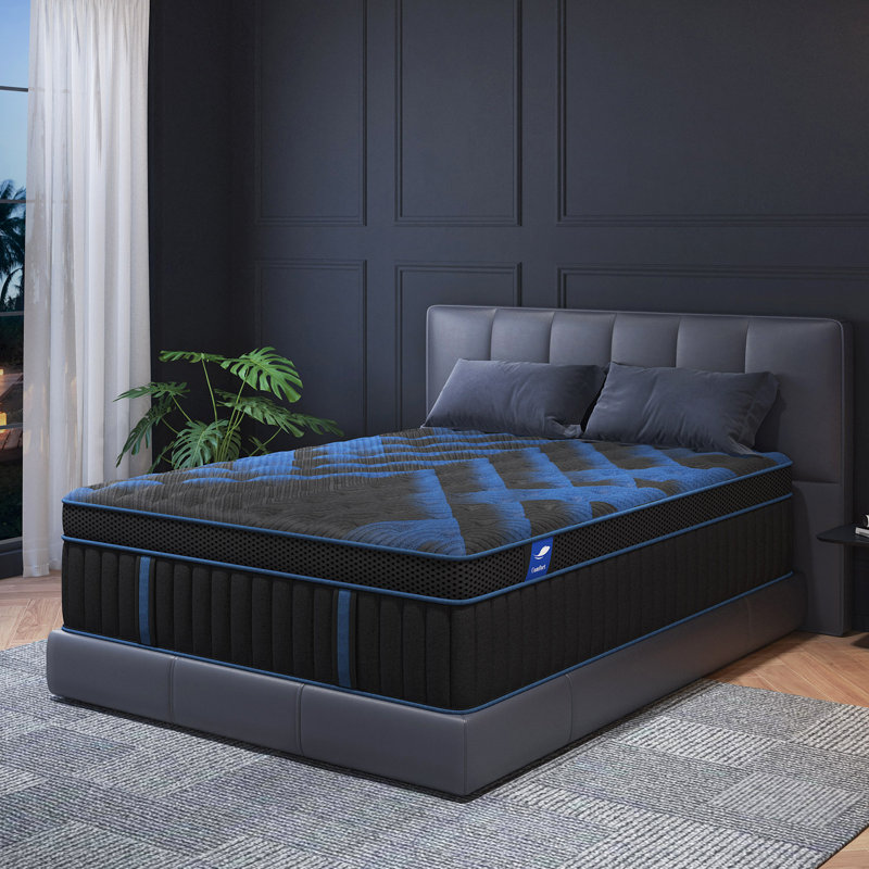 12'' Medium-Firm Hybrid Mattress With Cooling Gel Memory Foam And Pocket Springs, Mattress-In-A-Box, King, 12"