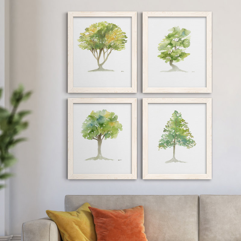 L'arbre I - ensemble de 4 reproductions d'art encadrées, Toile blanche encadrée, H 31,5 po x l 47 po x P 1,5 po, Pas de tapis
