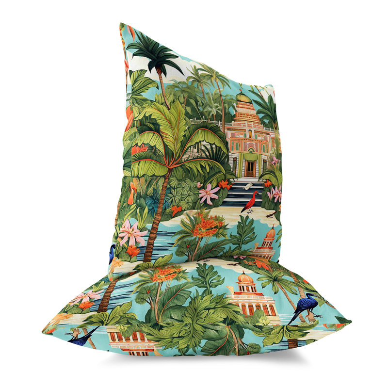 Colorful Tropical Boho-chic Square Throw Pillow 16" x 16"