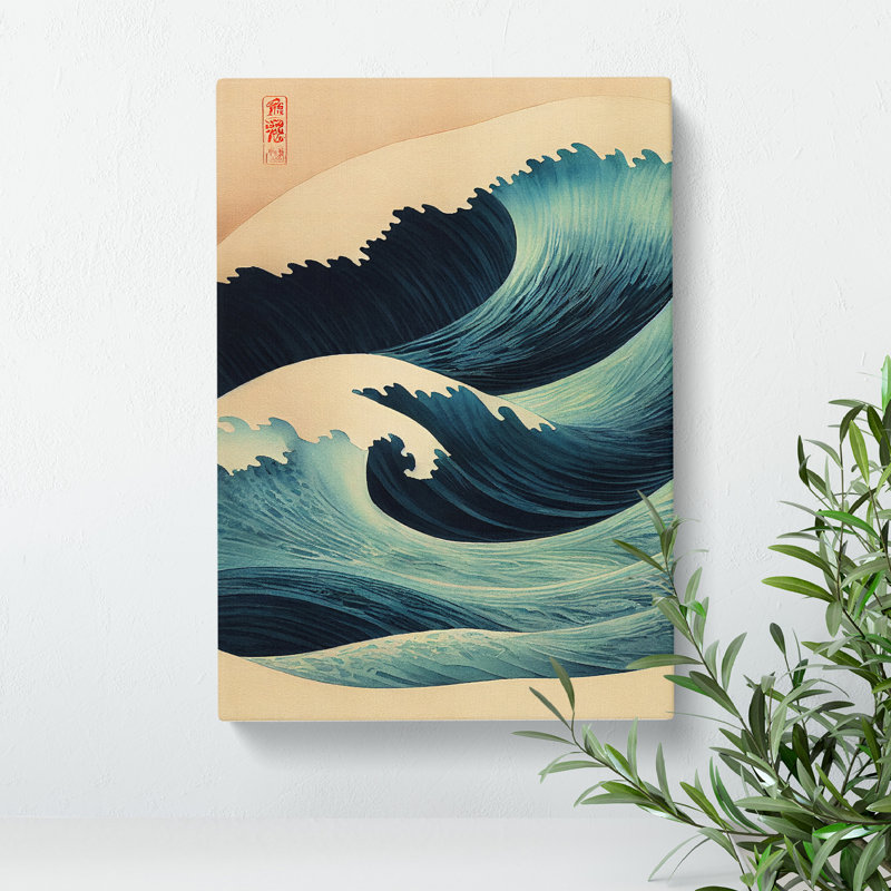 Traditional Japanese Wave No.7 - Wall Art, Wrapped Canvas, 50cm H x 35cm W, No Matte