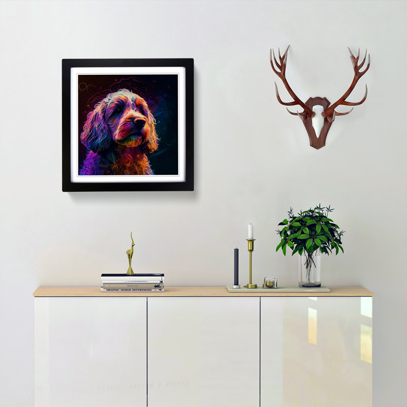 Cockapoo Abstract Art - Framed Print, Black
