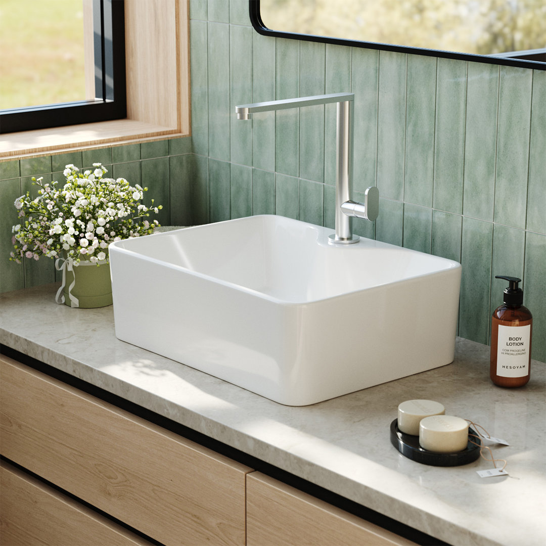 Belfry Bathroom 400mm L x 300mm W Chrome Ceramic Rectangular Sink