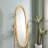 59.25" Tall Standing Wooden Floor Mirror With Natural Finish, Oval Shape-1796840328