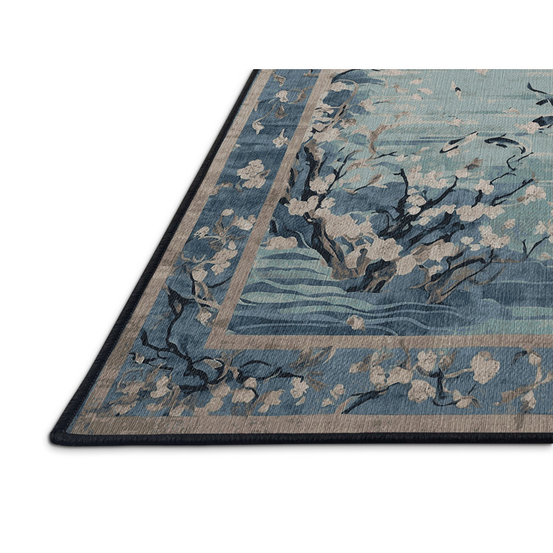 Machine Washable Gray Area Rug, Square 3'