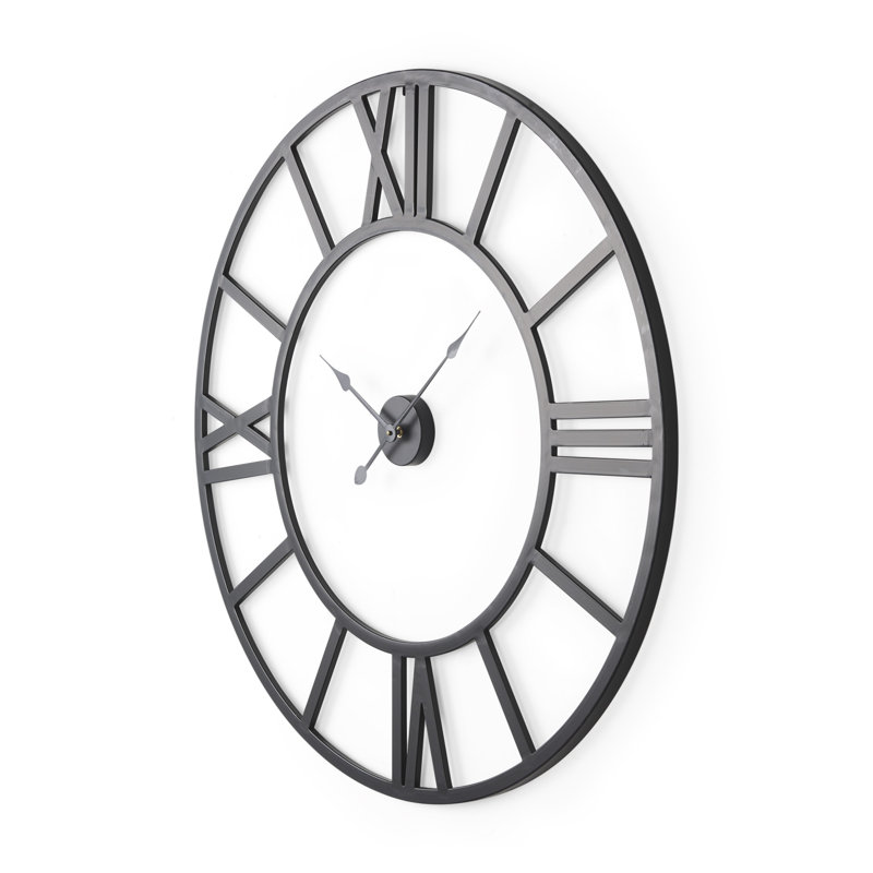 42" Black Iron Analog Round Wall Clock