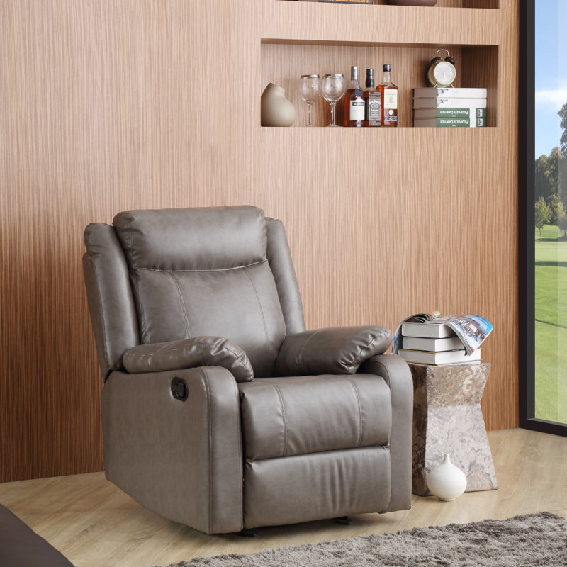 Boston Faux Leather Recliner, Gray Faux Leather