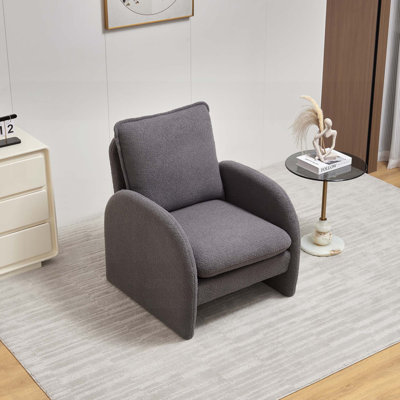 Modern Sherpa Upholstered Accent Chair, Comfortable Living Room Armchair with Ergonomic Design and High-Density Foam for Ultimate Relaxation