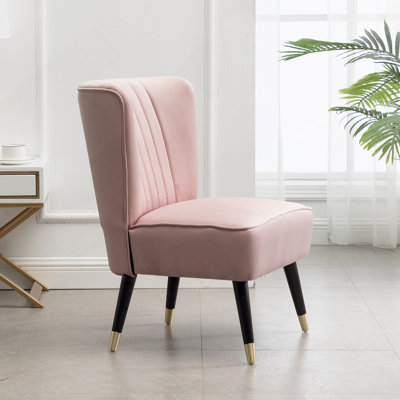 Chaise d'appoint contemporaine rembourrée avec rembourrage confortable, intérieur luxueux et pieds en bois massif pour les espaces de vie modernes