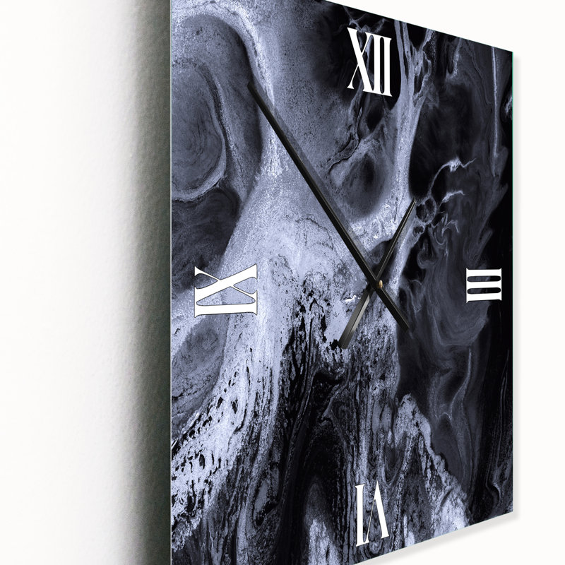 Horloge murale abstraite en marbre noir et blanc, Petit