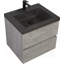Meuble-lavabo flottant mural moderne avec comptoir en quartz noir et tiroirs à fermeture en douceur pour un rangement élégant-252593081