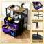 Table de chevet 2 tiroirs en tissu avec station de charge Glowing Neon Butterflies Vibrant