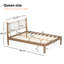 Grand lit contemporain avec tête de lit en cuir blanc tissé, bois de pin massif, plateforme côtière facile à installer et décor naturel pour la chambre à coucher