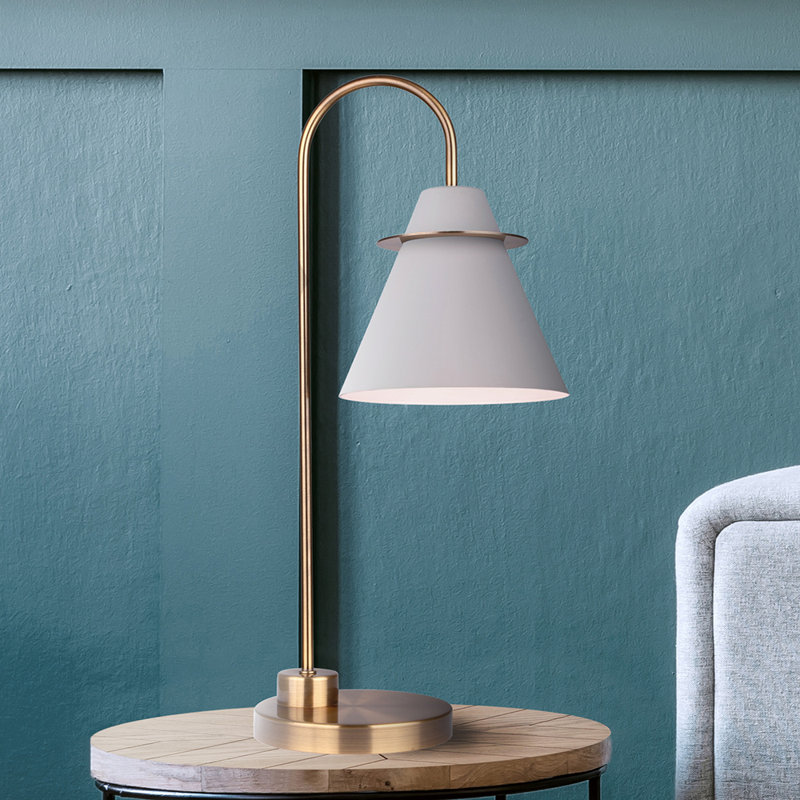 Talia Metal Arched Lamp, Gold, Gray