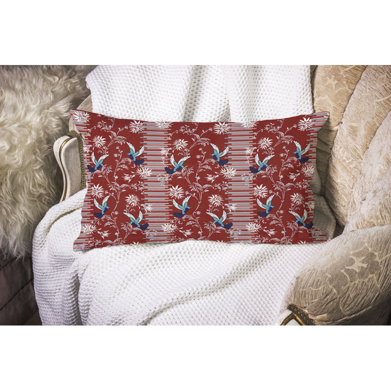 Coussin décoratif Songbird Flora Parade, Bleu/rouge