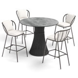 Tulle Outdoor 5 - Piece Bar Height Dining Set with Cushions