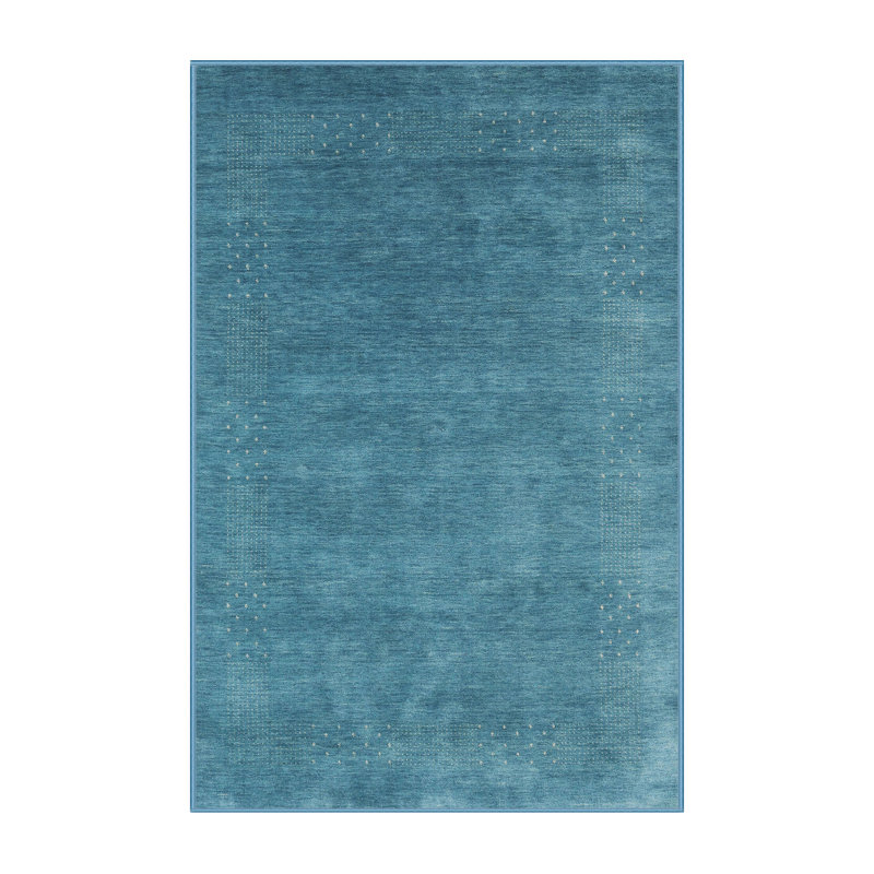 Tapis de zone bleu contemporain, Rectangle 5 pi x 7 pi