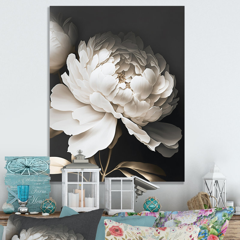 Fleur de pivoine V - reproduction sur toile, L 12 po x H 20 po, Toile tendue